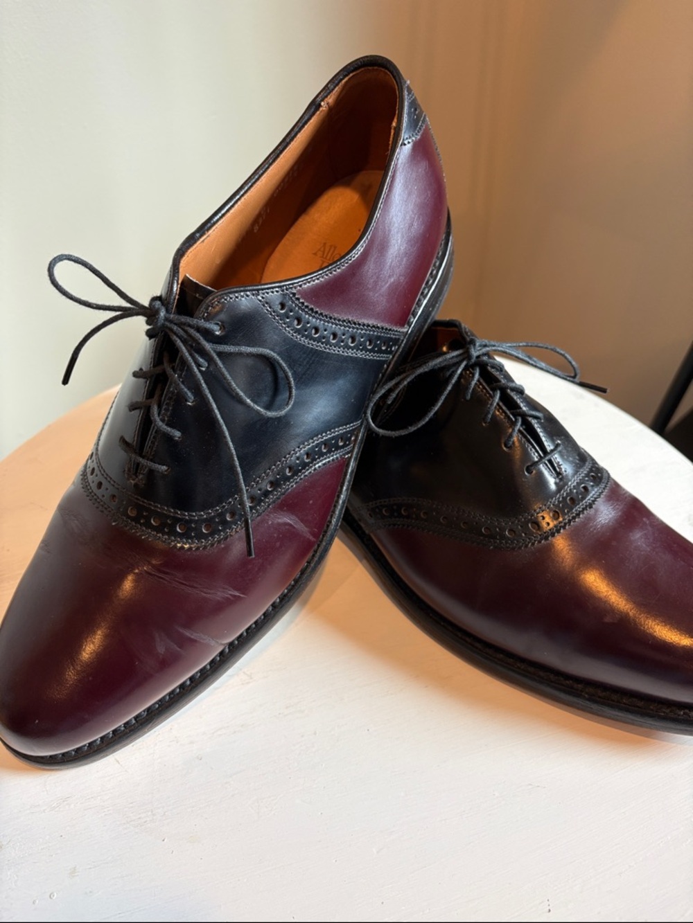 Allen Edmunds Oxford Dress Shoe in Black and Burgundy
